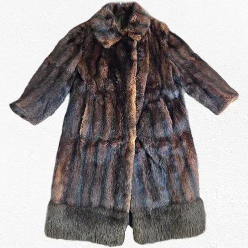 1950s Vintage Brown Mink Fur Coat Mid