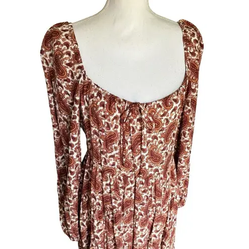 Faithfull the Brand Faithful The Brand Naline Mini Dress in Burgundy Sable Paisley- size 6