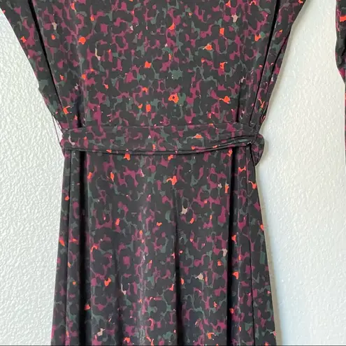 Leota Leotta Perfect Faux Wrap Purple Gray Pink Cheetah Print Dress Size Medium