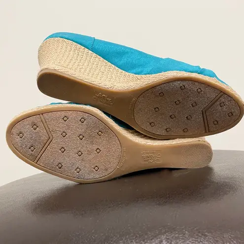 Life Stride Ronda Turquoise Silk Wedge Espadrille