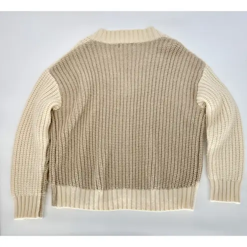 Pinch Morgan Colorblock Cardigan Womens Small/Medium Cream Beige Buttons Casual Tan