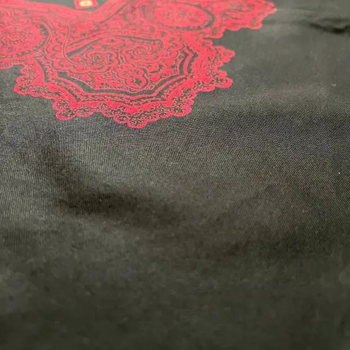 Vintage Black Red Geometric Print Silk Twill Square Scarf