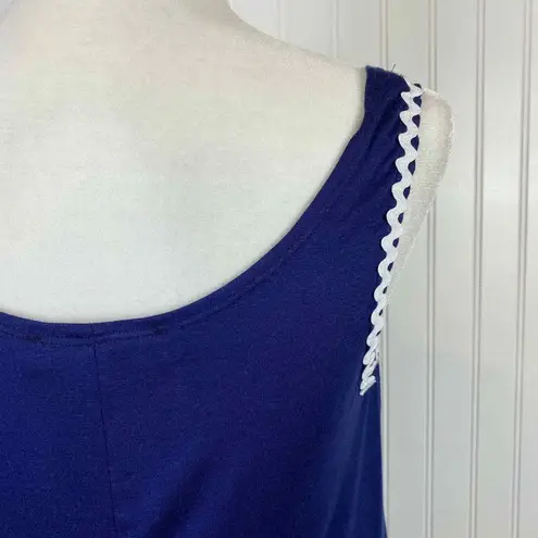 The Vanity Room Sleep Dress Womens Small Navy Ric Rac Trim NEW