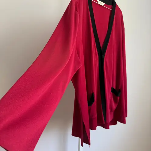 Misook Cardigan Sweater size XL Knit Pockets Long Sleeve Career Casual Red