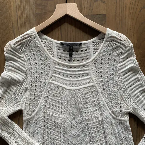 BCBGMAXAZRIA Crochet Knit Sweater in White Size Large