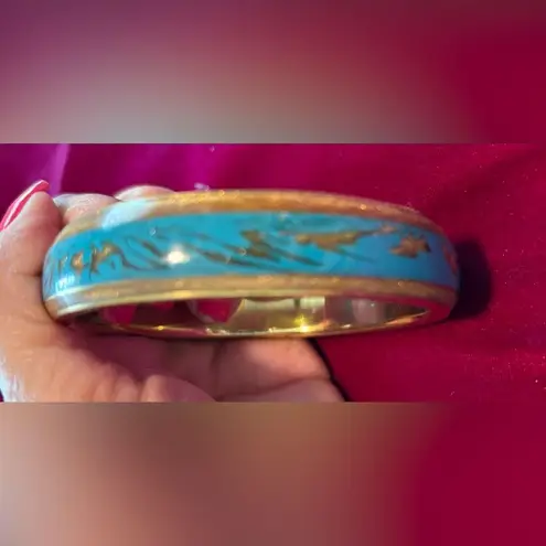 Vintage Blue Two  and Gold Bangle Bracelets