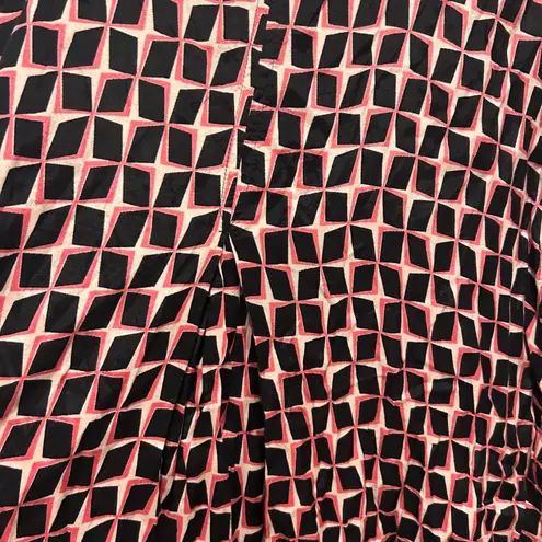 Masai Womens Oversize Tunic Top Pink Black Geometric Button Down 3/4 Sleeve L Black Size L