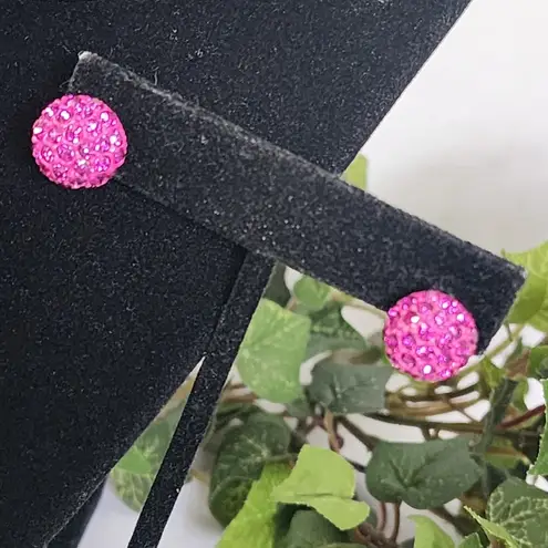 Silver Choker Necklace with Fuchsia Pink Dyed Agate Pendant Earrings Set