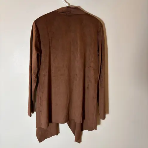 Soft Surroundings NWT Shape Drape Faux Suede Jacket in Saddle Brown Size Large