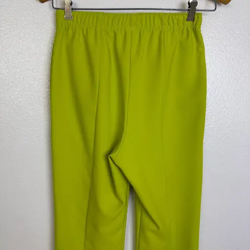 IC By Connie K Pants Womens XS Green Pull On Floral Applique Slit Crop Career