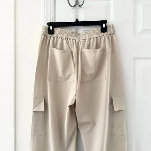 Lou & Grey Beige Wanderweave Cargo Style Straight Wide Leg Pants New Medium