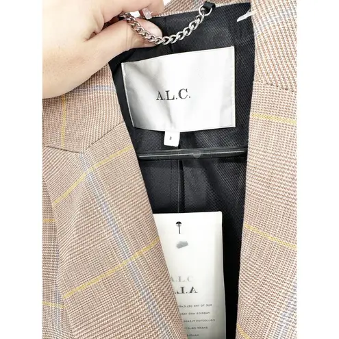 ALC Frank A.L.C. Donovan Linen-Blend Jacket Tawny Plaid Size 8 NEW