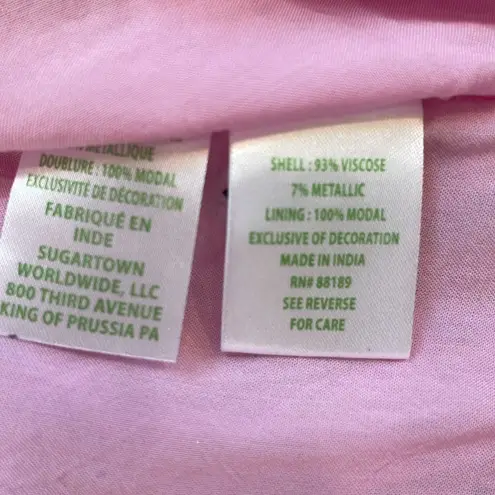 Lilly Pulitzer  Calla Lilly Pink BRILEY METALLIC RAINBOW TOP w/Lace - Small thumbnail 8