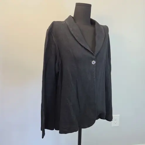 Bryn Walker Women Black Blazer Lagenlook Linen Made in USA Sz Small Minimalist