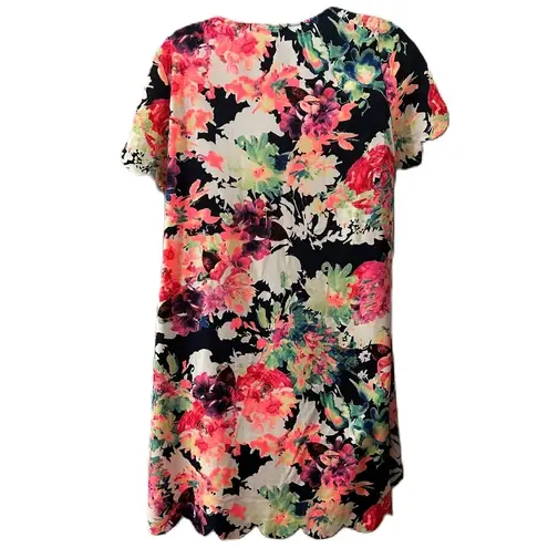 12PM By Mon Ami Floral Scalloped Dress Size Medium Pink