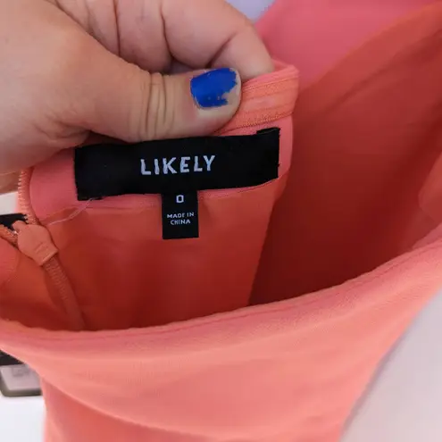 Likely NEW Rudina Gown Coral Halter Prom Dress Maxi Leg Slit V-Neck Orange 0