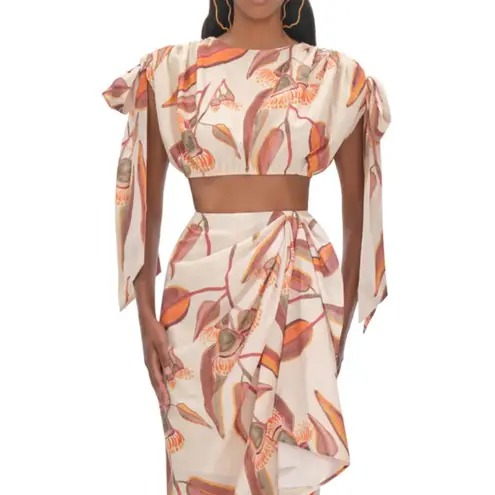 Andrea Iyamah Halima Cropped Top Eucalyptus Print NWT Size Small