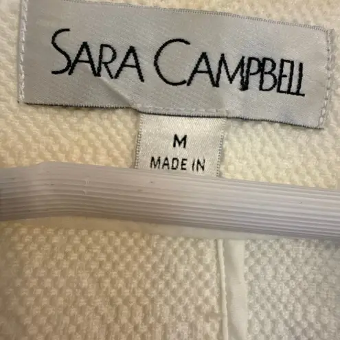 Sara Campbell white fringe drape front Pom trim jacket M Size M