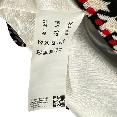 Hugo Boss Vulnova Houndstooth Check Knee Length Skirt Size 12 Black Red White