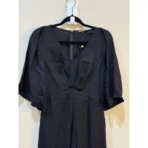 Kobi Halperin Mindy Cross Front Half Sleeve Wide Leg Black Jumpsuit Size Small