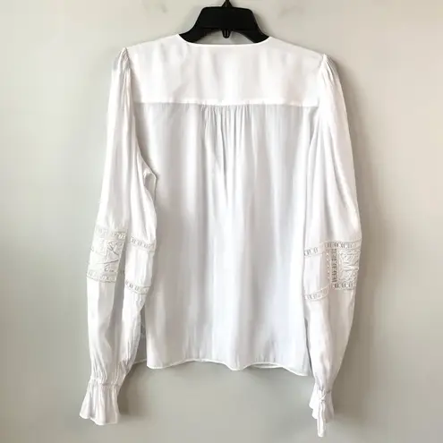 Ramy Brook Ramy Brook Noa Blouse Size Large White Lace Insert Peasant Career Corp Blouse