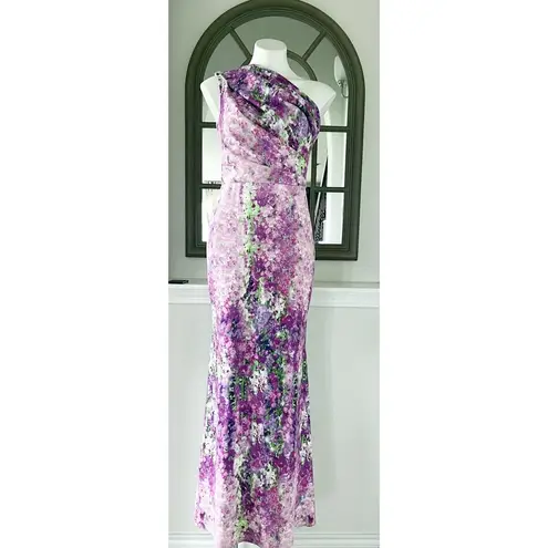 Badgley Mischka One-Shoulder Purple Orchid Gown, Size 4 Retail $990