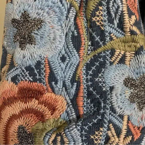 Johnny Was metallic thread Syelles Embroidered
Hoodie Jacket Indigo NWT RARE