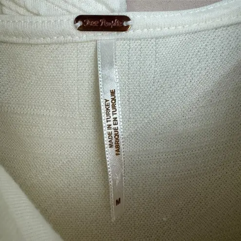 Free People  Violet‎ Mini Dress Size M Puff Sleeve Babydoll Tie Back Ivory/White