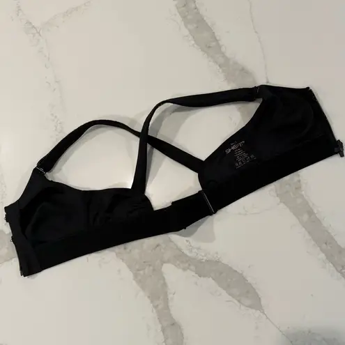 Shefit Flex FrontZip SportsBra Womens Small Black/Silver Marble Print Adjustable Black