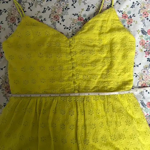 Alice + Olivia  "Fae" Eyelet Mini Dress in Lemon Sorbet