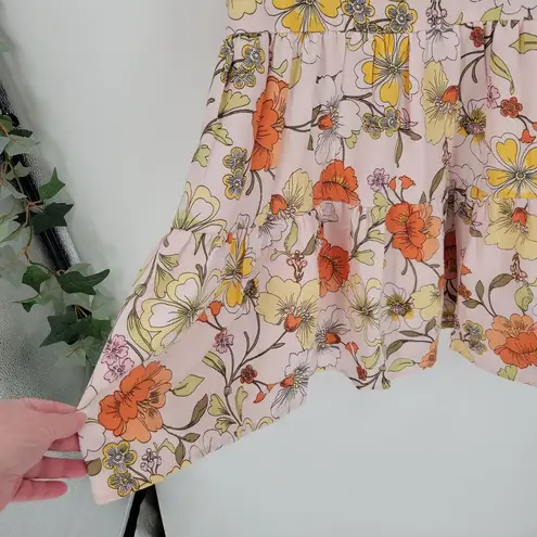 NWT Tiered Floral Mini Dress Milkmaid Bloomcore Summer Wedding Guest Cruise Sz M Size M