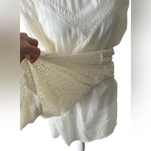 Ba&sh cream lace Pleated 3/4 Sleeve summer cotton Mini Dress