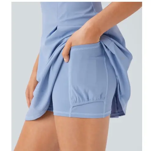 Halara Brand New  Women's Size Small Blue A Line Tennis Mini Dress Pockets