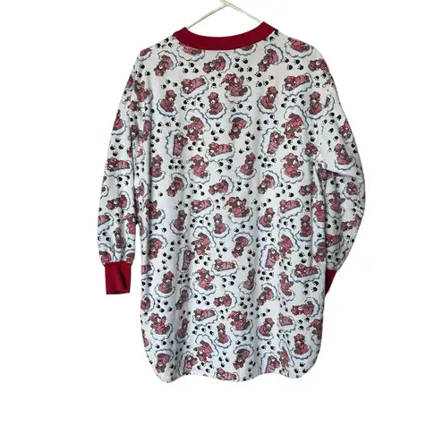 Vintage 80s 90s Heavyweight Sleeping Bears Nightgown Sleep Shirt Long White