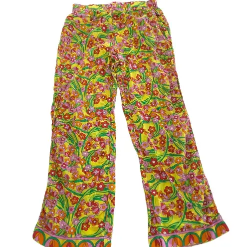 Solid & Striped Pants Womens X Small Yellow Floral Avril Ankle Cotton