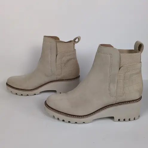 DOLCE VITA Beige Huey H2O Suede Leather Ankle Booties Lug Sole Women's 7.5
