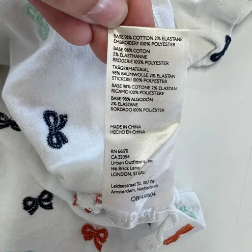 Maeve Anthropologie Top Womens Small White Short Sleeve Bow Embroidered Polo