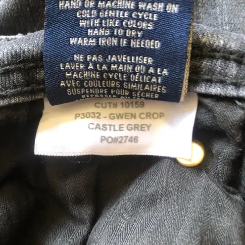 Fidelity Gwen NWT Raw Edge High Rise Skinny Crop Jeans, Castle Gray Wash, 28