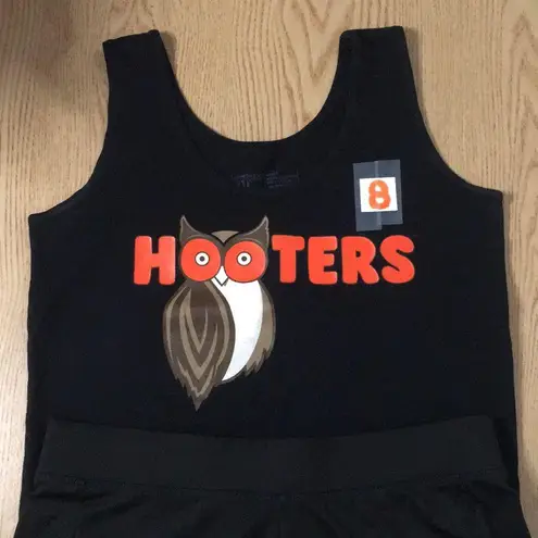 Hooters B75 #8 Girl Worn Sexy Uniform Tank & Shorts Black Size Small/Xs