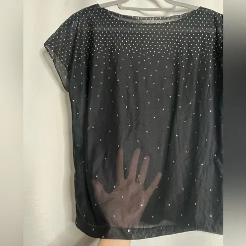 Black Sheer Ombre Glitter Dot Top Medium