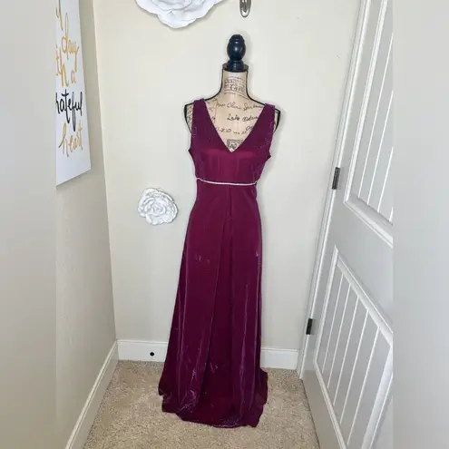 NTM Vintage Scott McClintock Iridescent Overlay Burgundy Empire Waist Gown Sz 12 Red