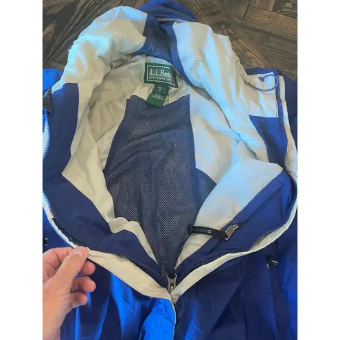 VTG LL BEAN FULL ZIP NYLON RAIN JACKET COAT WOMEN XL HIKING OUTDOOR LIGHTWEIGHT Blue