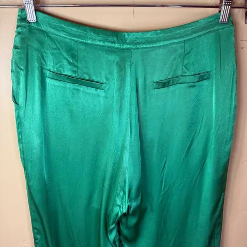 Farrow Womens Emerald Green Size Large Satin Tapered Pant High Rise Contemporary