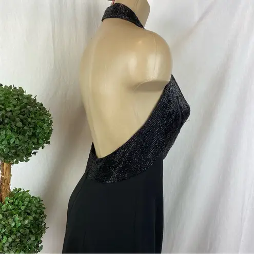 Carmen Marc Valvo Black Strapless Embellished Top Evening Knee Length Dress 4