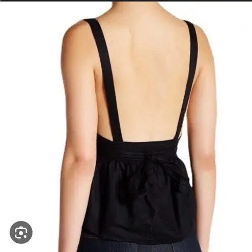 Free People  FP Womens Beach Party Benji Linen Blend‎ Plunge Peplum Top Size 8