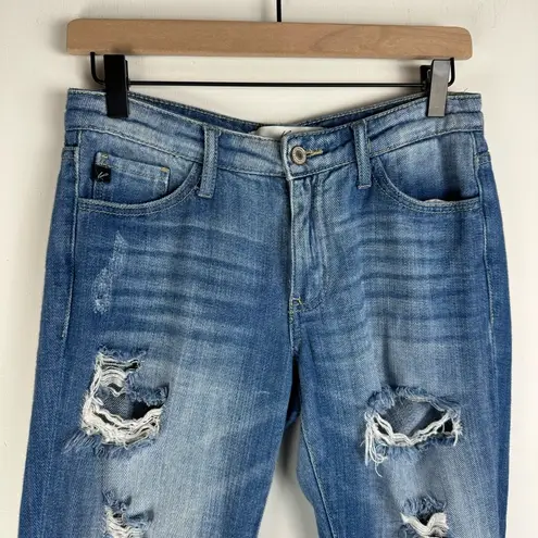 Kancan Distressed Frayed Hem Jeans Sz 24 Medium Wash Blue