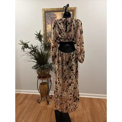 Indulge Instyle (M) Dress Full Length Maxi Long Sleeve Floral High Low Ruffled Size M