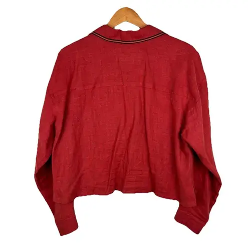 Vintage Nautical Red Rust Linen Shirt Size 14/Size 10 Mod Godfrey