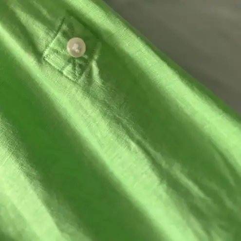 American Living L Long Sleeve Shirt Button Lime Green Linen Utility Bright Work