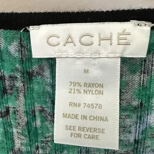 Cashe Sweater Women’s Med Full Zip Stretchy Green Purple Artsy